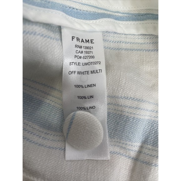Frame Off White And Blue Stripe Linen Blazer Size 4 - Picture 5 of 5